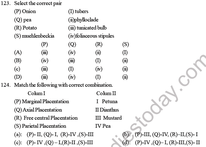 NEET Biology Morphology Of Plants MCQs Set B, Multiple Choice Questions